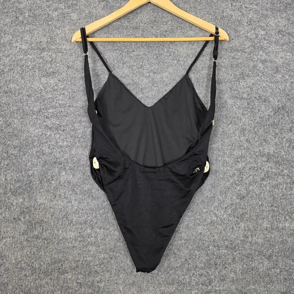 Baobab Swimsuit Medium Black One Piece Shell Side Detail Beach Pool Vacation